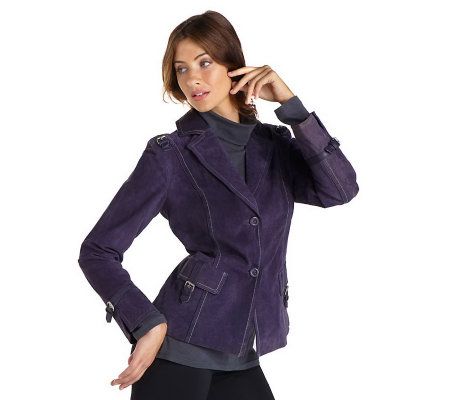 Bradley by Bradley Bayou Suede Blazer w/ Leather Buckle Detail - A2513