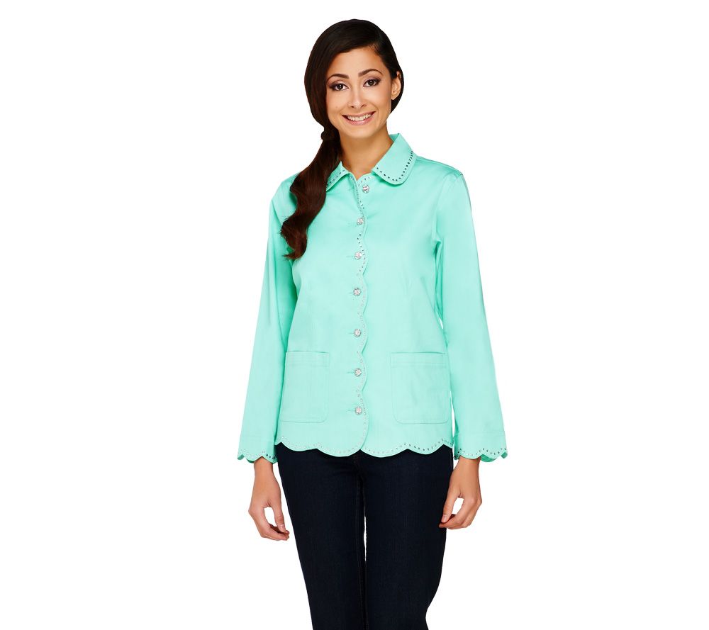 Quacker Factory Scalloped Edge Jacket w/Rhinestone Detail - A198614