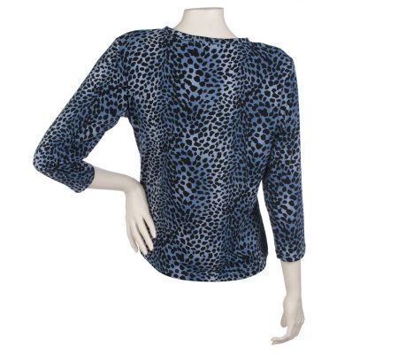 Linea by Louis DellOlio V-neck Animal Print Top