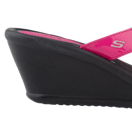 Skechers Studded Thong Sandals on Wedge Heel