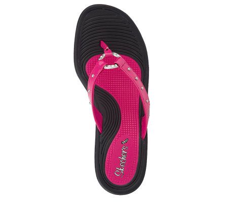 Skechers Studded Thong Sandals on Wedge Heel