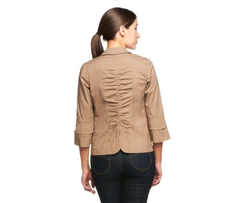G.I.L.I. Notch Collar Tie Front Jacket with Front Pockets