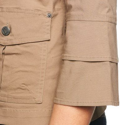 G.I.L.I. Notch Collar Tie Front Jacket with Front Pockets