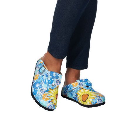 Birkis Shetland Summer Print Adjustable Backstrap Clogs