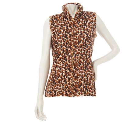 Quacker Factory Quilted Animal Print Vest - A228414
