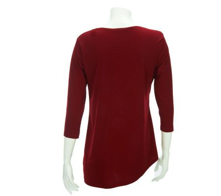 Attitudes by Renee 3/4 Sleeve Tunic with Pocket Detail