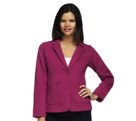 Isaac Mizrahi Live! Diamond Quilt Knit Blazer - A230114