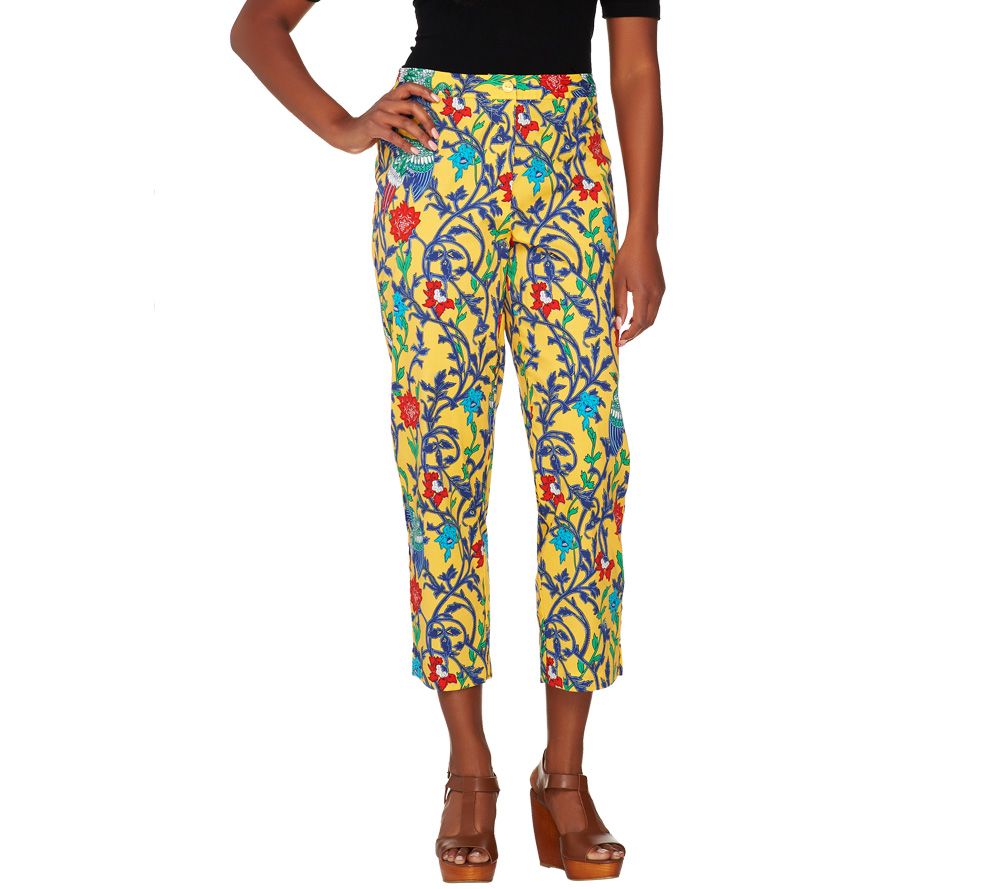 Linea by Louis DellOlio All-over Print Fly Front Crop Pants - A232514