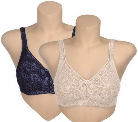 Breezies Set of 2 Lace Overlay Soft Cup Bras with UltimAir - A6614