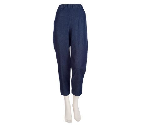 Susan Graver Stretch Denim Side Zip Ankle Length Pants - A198715