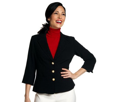 Linea by Louis DellOlio Notch Collar Blazer w/ Pearl Buttons - A213215