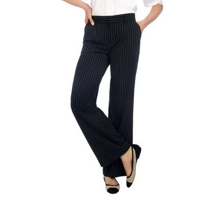 Isaac Mizrahi Live! Flat Front Wide Leg Trousers - A213415