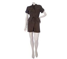 K-DASH by Kardashian Zip Front Cargo Romper
