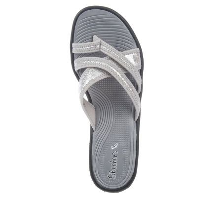 Skechers Metallic Strappy Wedge Thong Sandals