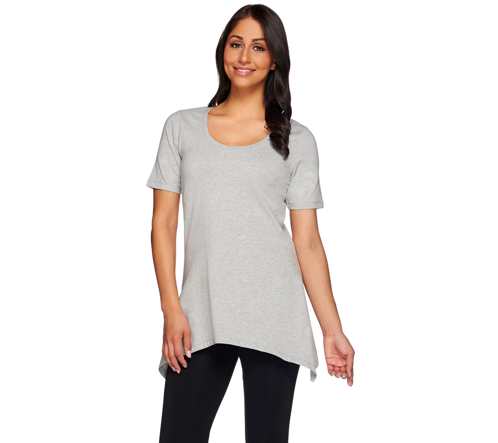 Denim & Co. Short Sleeve Scoop Neck Trapeze Top - A214615