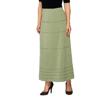 Denim & Co. Faux Suede Tiered Long Skirt - A217615