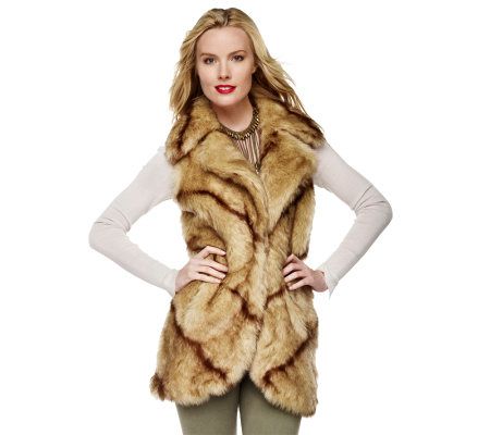 Dennis Basso Faux Fur Notch Collar Vest with Pockets - A218515