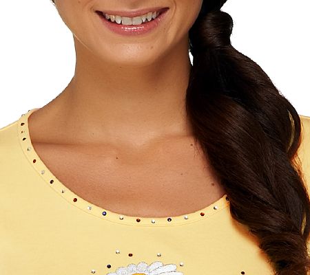 Quacker Factory Red, White, and Bloom Short Sleeve T-shirt