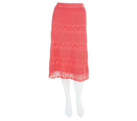 Liz Claiborne New York Sweater Knit Crochet Skirt - A224015