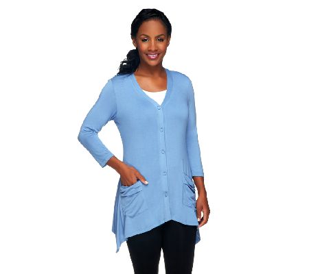 LOGO by Lori Goldstein V-neck Knit Cardigan with Pockets - A231815