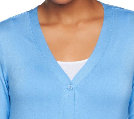 LOGO by Lori Goldstein V-neck Knit Cardigan with Pockets