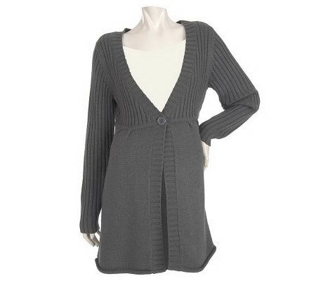 Denim & Co. V-Neck Long Sleeve One Button Cardigan - A92915