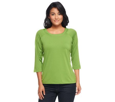 Susan Graver Essentials Butterknit Bateau Neck 3/4 Sleeve Top - A198716