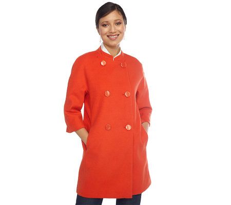 Isaac Mizrahi Live! Double Breasted Dolman Sleeve Coat - A210516