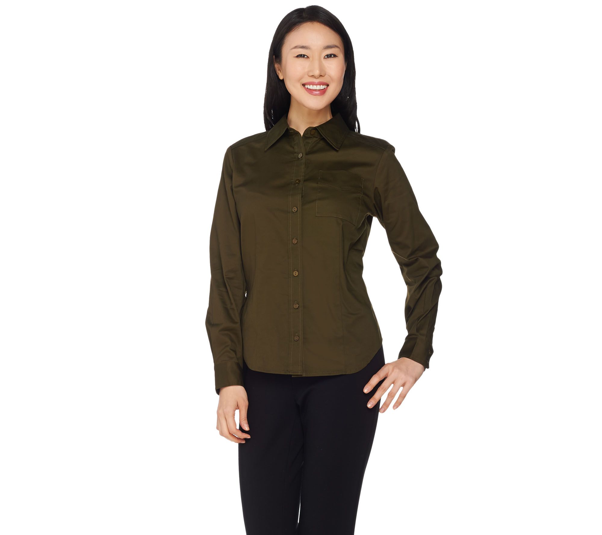 Linea by Louis DellOlio Button Front Shirt with Pocket - A214116