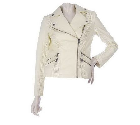 K-DASH by Kardashian Lamb Leather Motorcycle Jacket - A214316