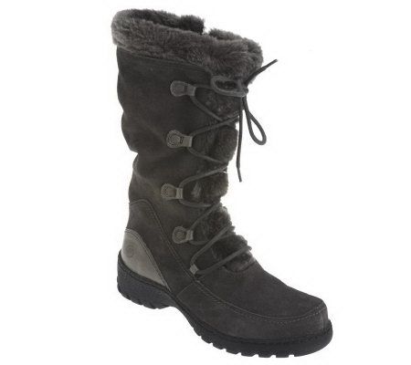 BareTraps Water Resistant Suede Boots w/ Faux Fur & Side Zip - A217716