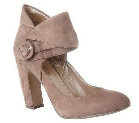 B. Makowsky Leather Pumps with Adj. Strap & Foldover Cuff - A219416