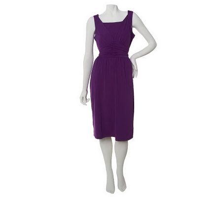 Linea by Louis DellOlio Sleeveless V-neck Dress w/ Shirring Detail - A224716