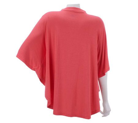 LOGO by Lori Goldstein Button Front Knit Cape with Pockets