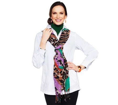Joan Rivers Shimmering Leopard Print Scarf - A230516
