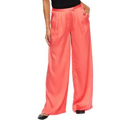 Jennifer Hudson Collection Fly Front Palazzo Pants with Pockets - A231716