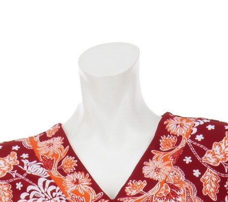 Linea by Louis DellOlio Floral Print 3/4 Sleeve V-neck Dress