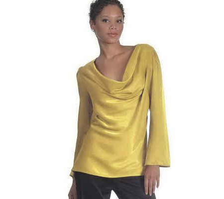 As Is Pamela Dennis PCG Charmeuse Cowl Neck Tunic - A233016