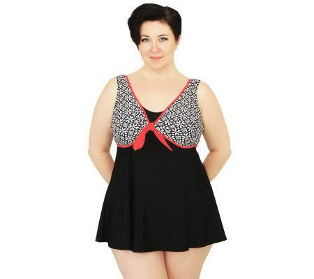 Fit 4 U Thighs Power Flower Tie-front Swim Dress - A323616