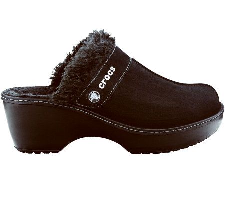 Crocs Cobbler Suede Clogs with Faux Fur Lining