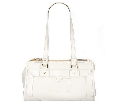 Isaac Mizrahi Live! Leather Triple Entry Patent Trim Satchel - A202217