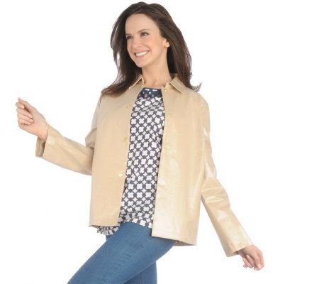 Liz Claiborne New York Coated Chambray Swing Jacket - A212517