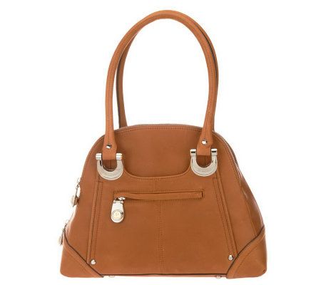 B. Makowsky Glove Leather Zip Top Satchel with Front Zipper Pocket - A212817