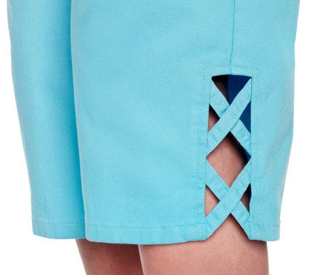 Denim & Co. Classic Waist Stretch Capris with Lattice Vent Detail