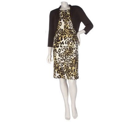 Nina Leonard Matte Jersey Dress and Bolero Sweater - A214917