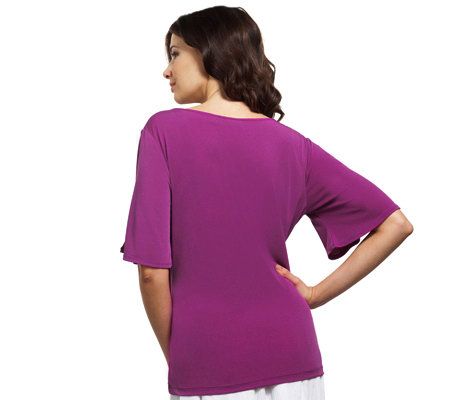 Susan Graver Set of 2 Liquid Knit Tops with Split Sleeves