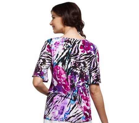 Susan Graver Set of 2 Liquid Knit Tops with Split Sleeves