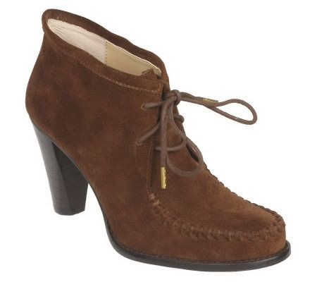 Isaac Mizrahi Live! Suede Leather Lace Up Booties - A219717