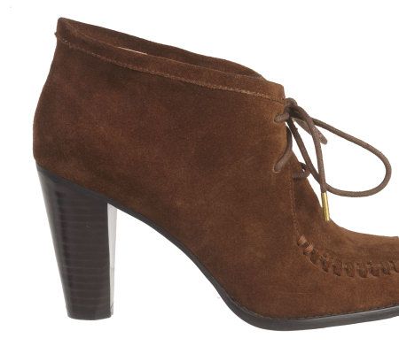 Isaac Mizrahi Live! Suede Leather Lace Up Booties