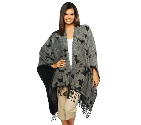 Liz Claiborne New York Floral Jacquard Ruana - A222617